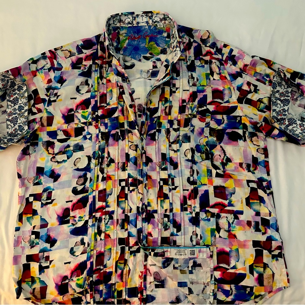 Robert Graham Long Sleeve Pleated Button Down Shirt XXL